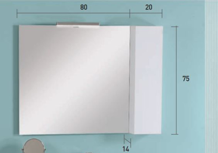 Pro Bagno Elegant 950 - Άνω μέρος Β καθρέπτης με ντουλάπι και απλίκα LED 